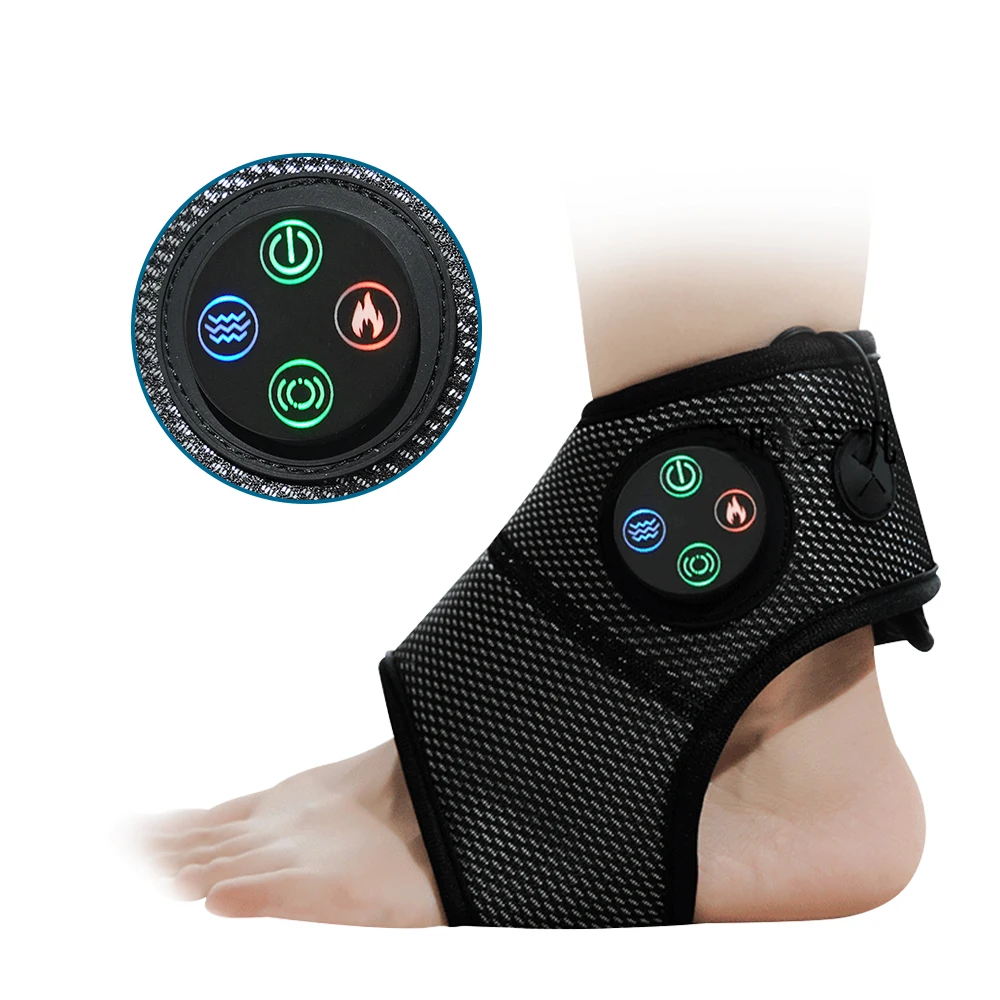 Smart Ankle Brace Air Pressure Vibration Ankle Massager Foot Compression Air Massager Electric Feet Heating Brace Massager