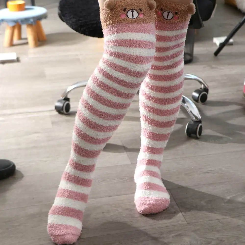 Printed Modeling Stockings Sock Knee Lovely Japanese Cute Long Thigh High Warm Socks Striped Winter