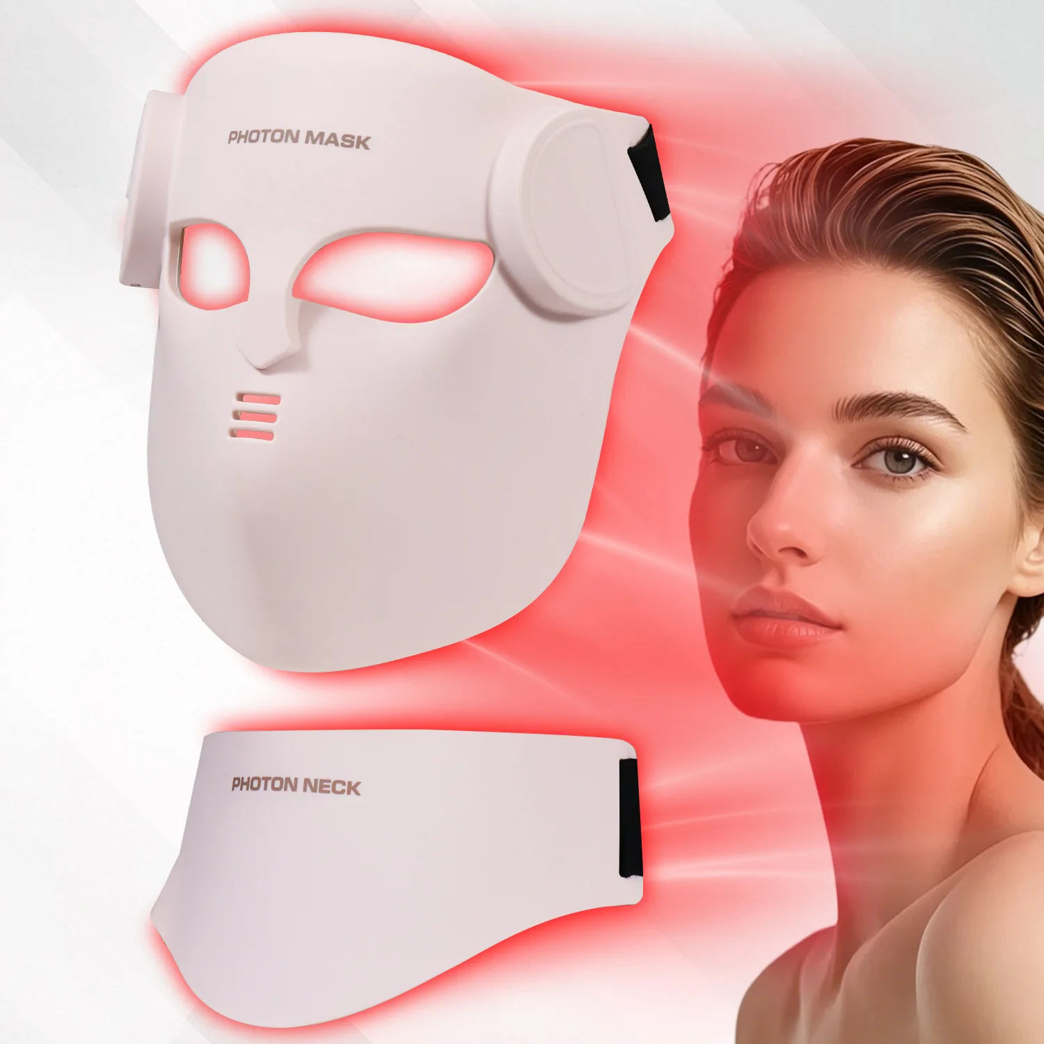 Weiche Tragbare LED-Gesichtsmaske 8-Farben LED Rotlichttherapie zur Aknebehandlung Hautverjüngung Hautpflege Gesichtsmaske