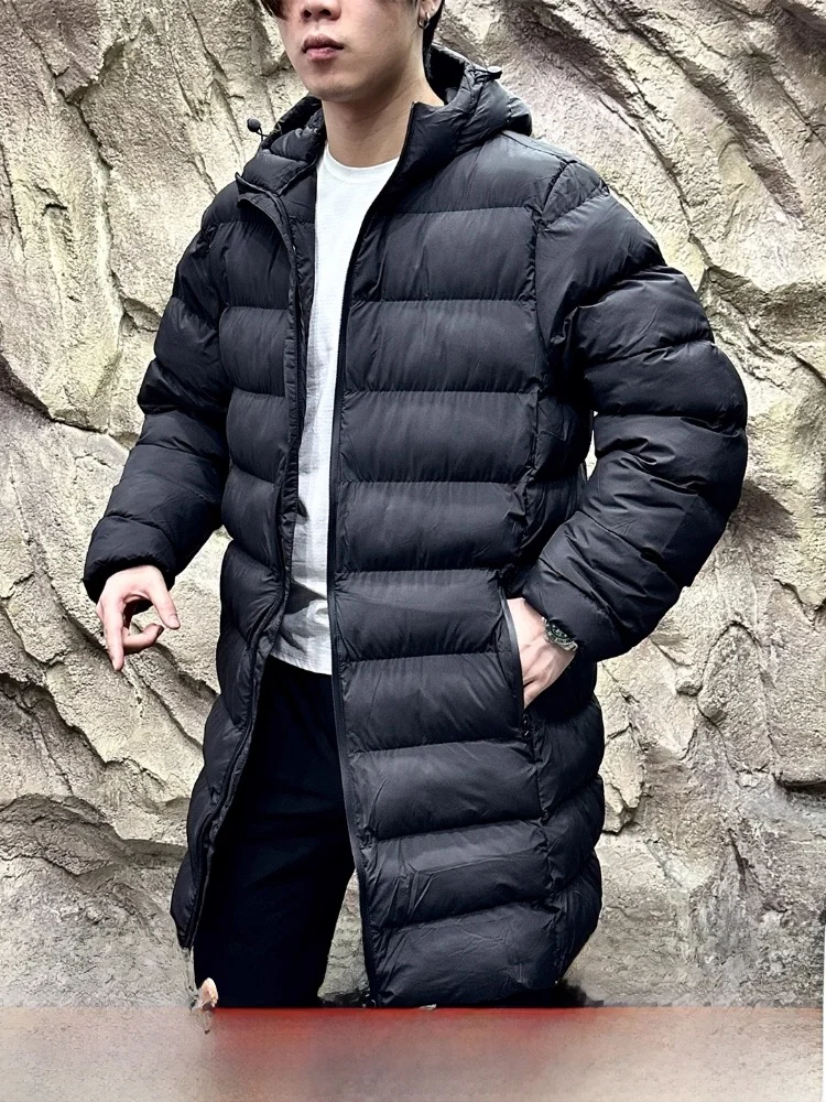 

Thiened Long Cotton Jaet for Men with Hood Faionable Youthful Sle Water Resistant Autumn Winter Coat Stand Fit
