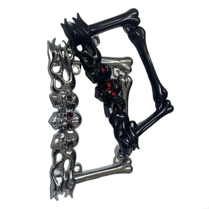 124B UniversalLicense Plate Frame with 3D Skull Head Decorations Motorcycle Number Plate Cover Bracket