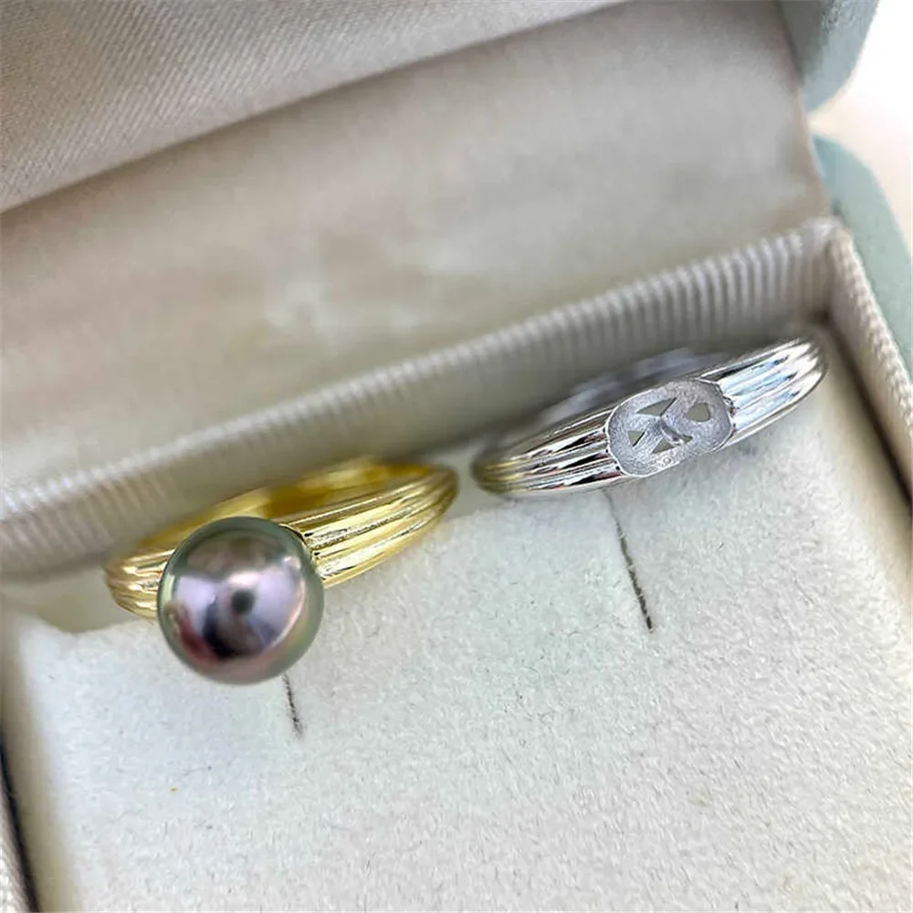 Solid S925 Sterling Silver Pearl Ring Settings Findings & Accessories - for Jewelry Making Bulk Wholesale Craft Supplies 8-10mm