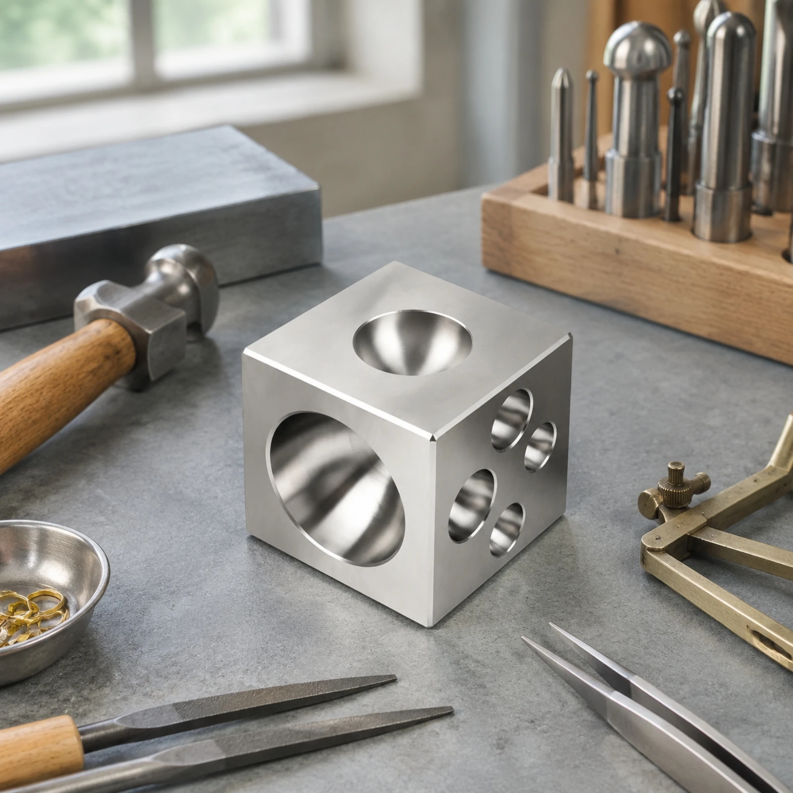 Jewelry Forming Tool Sturdy Dapping Block Jewelry Doming Tool Versatile for Metalsmiths, Metalworking, Workbench