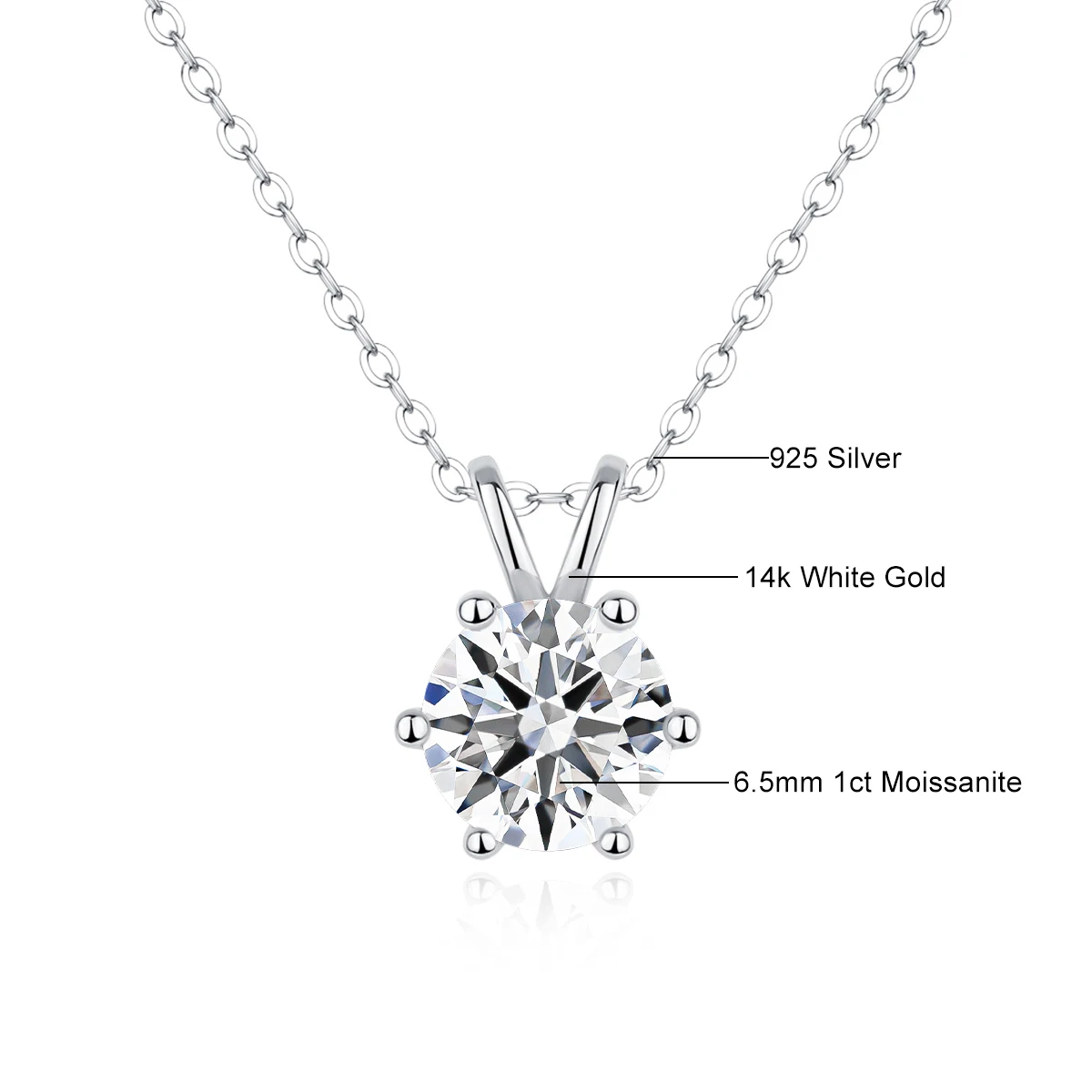 Longue Vue Women's Necklace 14k Gold Moissanite 6