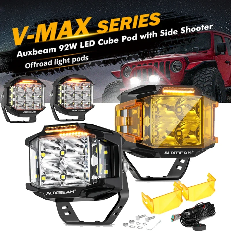 

Auxbeam 1 пара 4-дюймовых 5-дюймовых вспомогательных светодиодных рабочих фонарей с двухсторонним шутером DRL дальнего света для грузовиков, пикапов, внедорожных фонарей