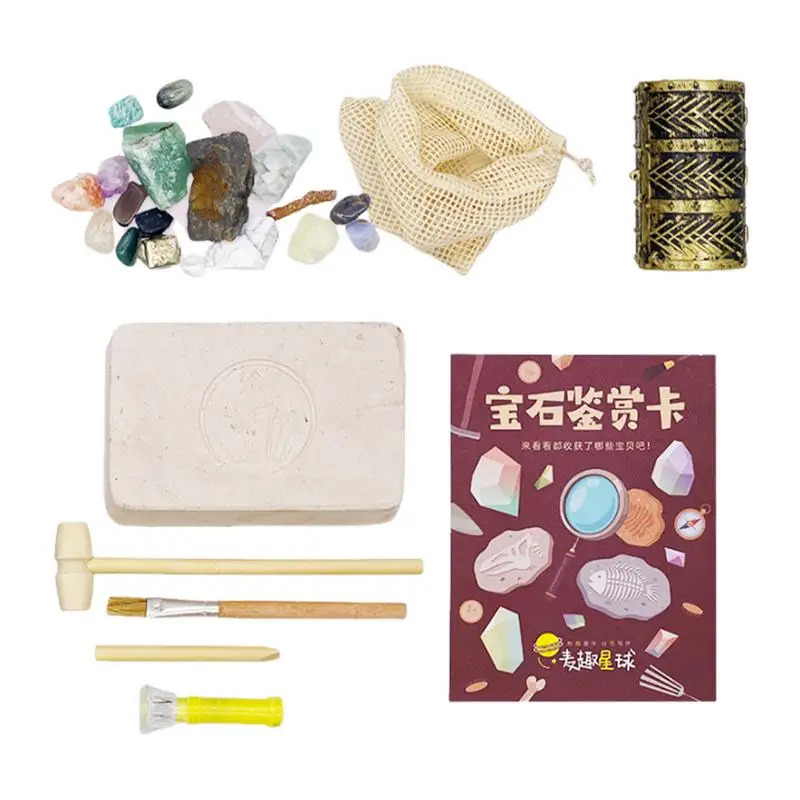 

Gemstone Dig Kit STEM Educational Toys Archaeology Toy Discover Gems With Dig Tools Excavation Gem Kit Dig Up Gemstones And