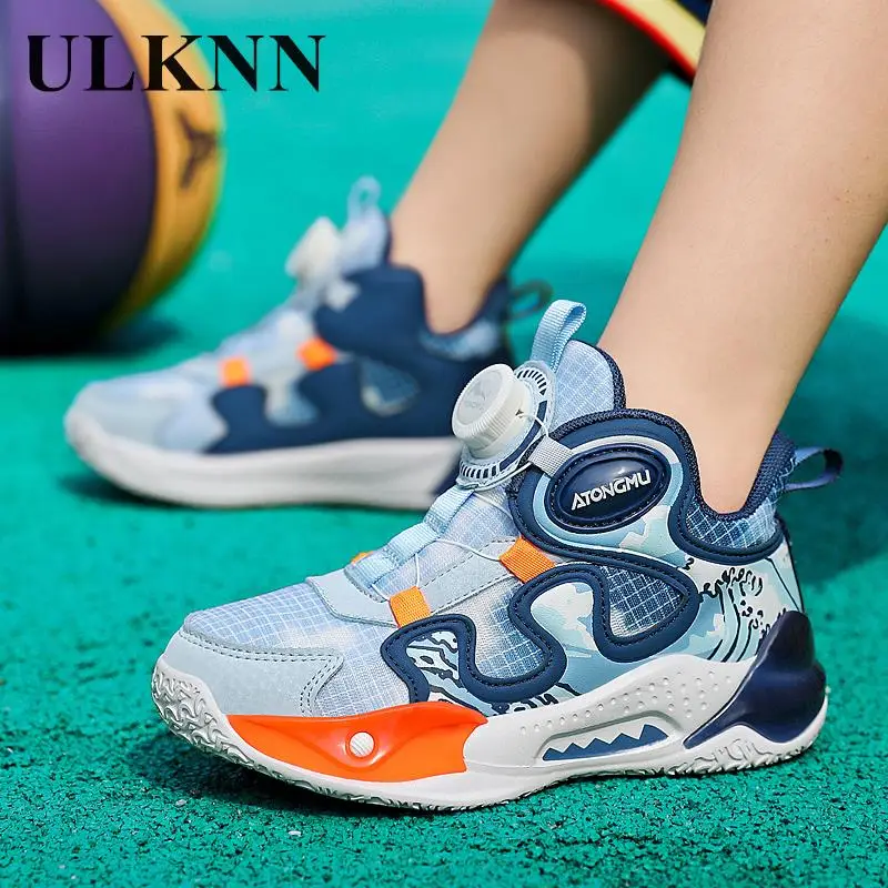 

Children's Sports Shoes Net Surface Breathable 2023 Buttons Cuhk Child Running Shoes Training Basketball Boycasual Shoes