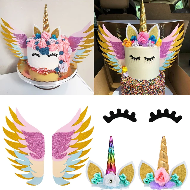 Tęczowy jednorożec ozdoba na wierzch tortu dla dzieci dziewczyna urodziny DIY dekoracje Baby Shower upominki ślubne jednorożec artykuły na imprezę tematyczną