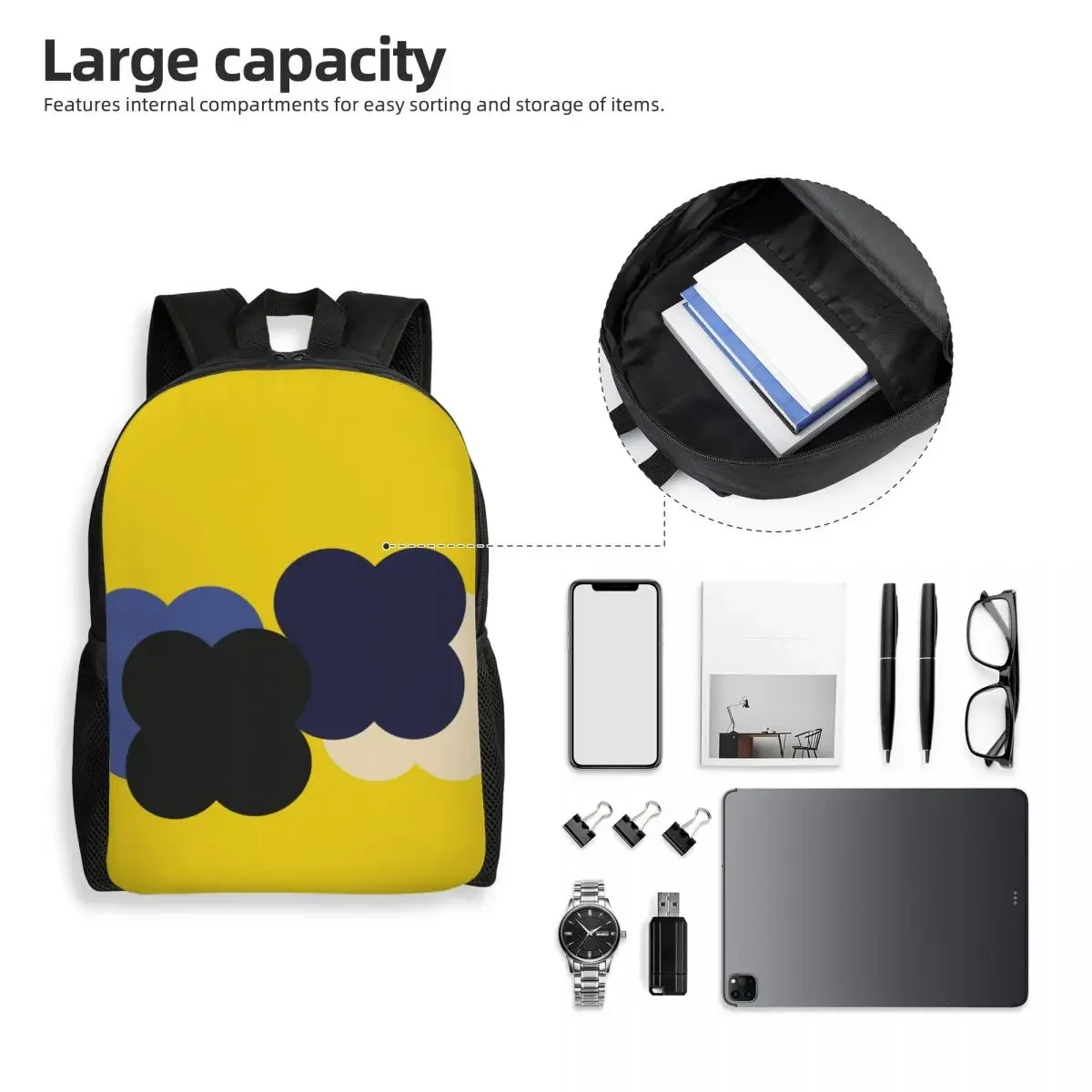 Custom Classic Four Petal Shadow Flower Backpacks for Women Men Waterproof College School Orla Kiely Art Bag Print Bookbag