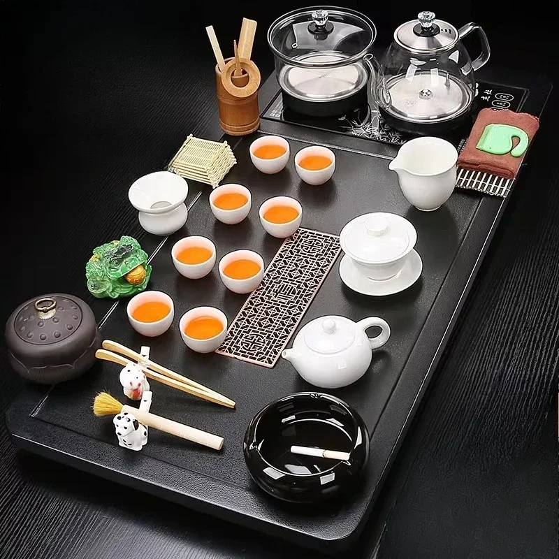 a*-Nordic Drainage Tea Tray Kung Fu Chinese Rectangle Ceremony Hospitality Tea Tray Decorative Serving Home Decorationgs/.