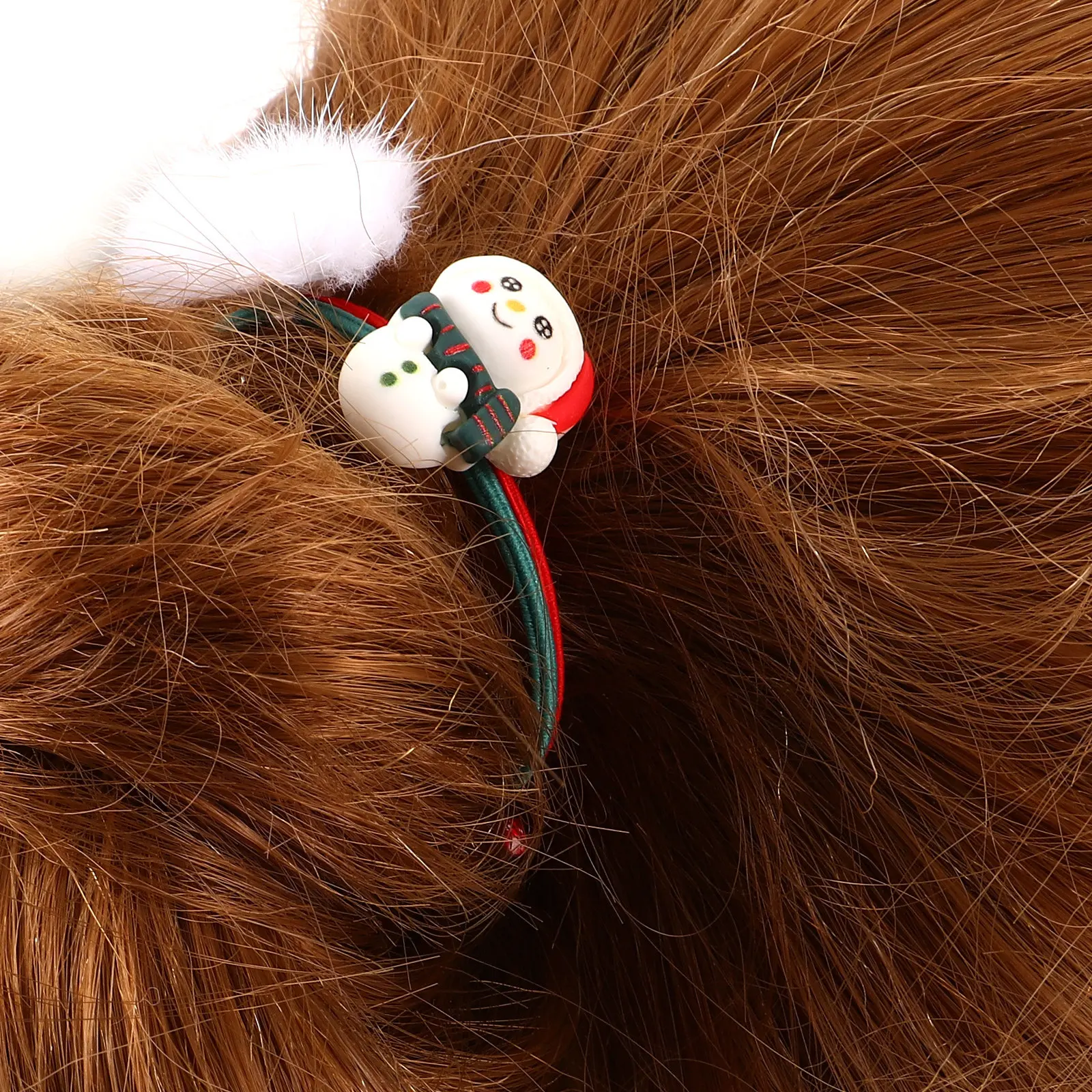 5Pcs Xmas Hair Ties Elastic Hair Rope Christmas Themed Ponytail Holders for Little Party Birthday Holiday Decorative