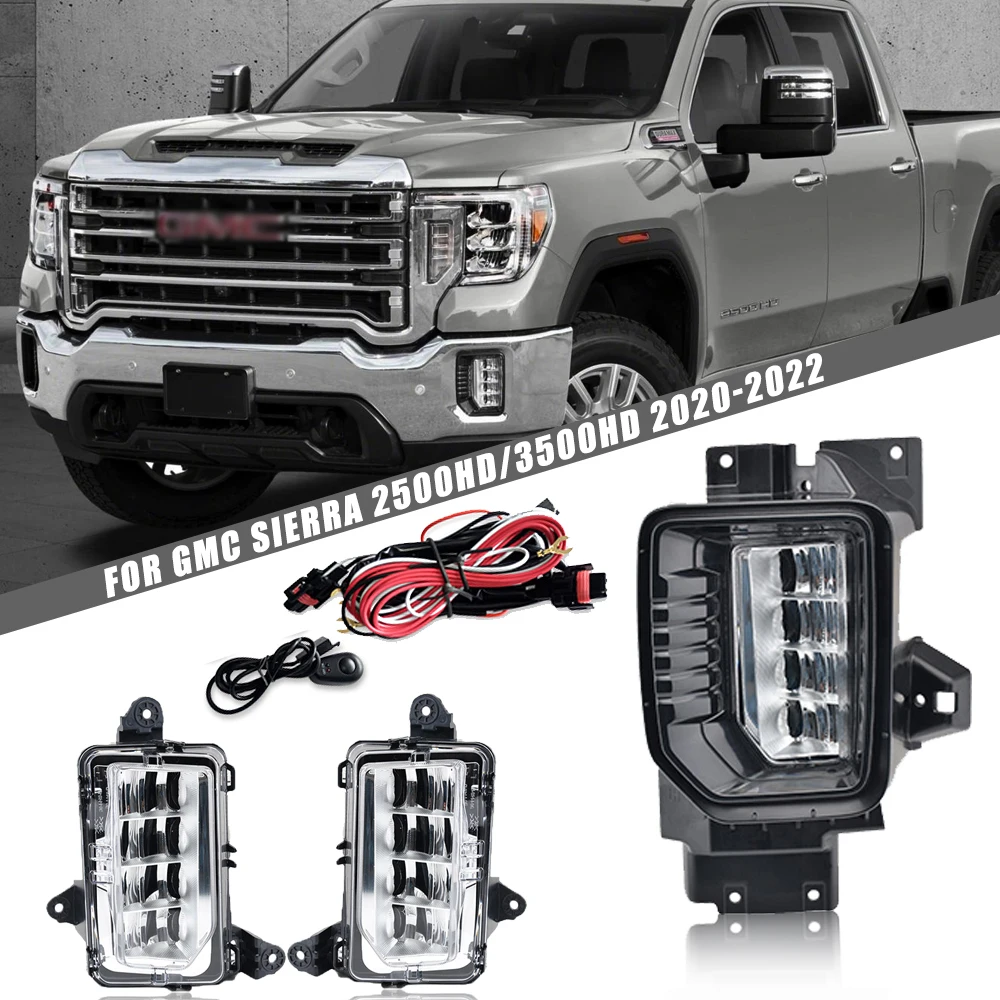 

Front Bumper Fog Lamp Upgrade Kit FOR GMC SIERRA 2500HD 3500HD 2020-2022 Version Additional Foglight Set Switch + Wiring