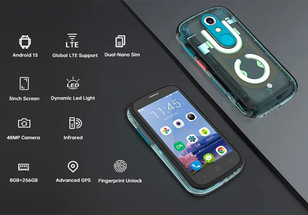 Unihertz Jelly Star,8 Гб + 256 Гб, 48MP Main Camera,2000 мАч, Android 13, Mini 3 inch, глобальная версия
