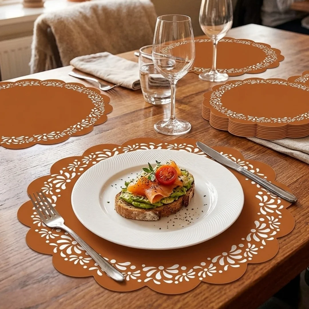 50/100/150pcs brown paper disposable placemats are suitable for family dinners, birthdays and wedding party decorations