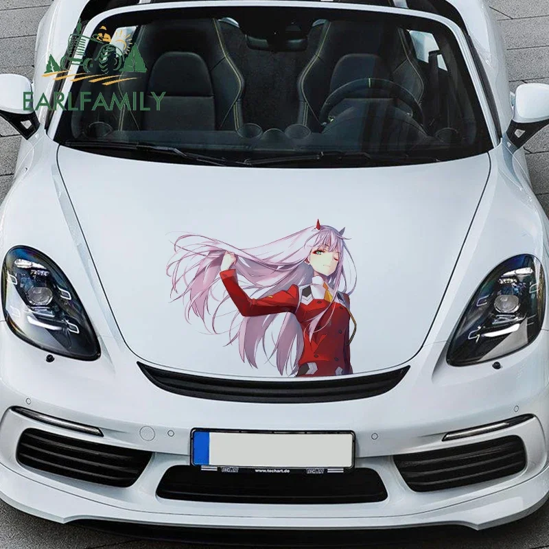 EARLFAMILY 43cm x 35cm For Zero Two Waterproof Car Stickers Car Door Protector Decal Vinyl Material Occlusion Scratch Decor