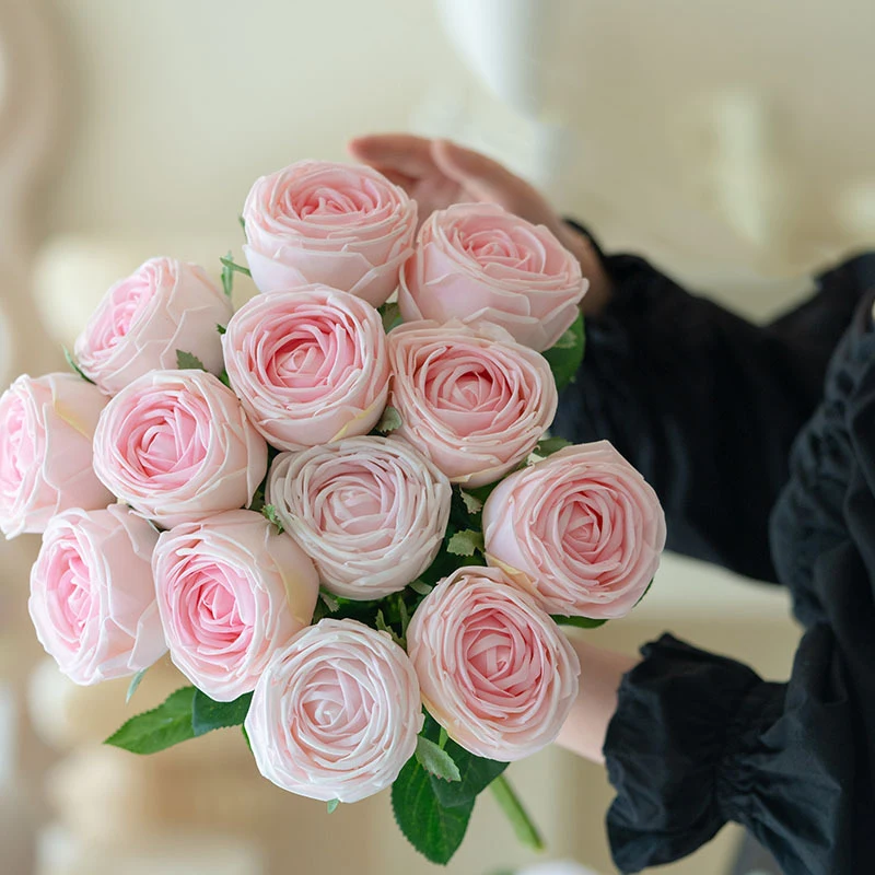 

High End Simulation Touch Moisturizing Retro Rose Peony Home Decor Living Room Decoration Wedding Party Decoration Flower Props