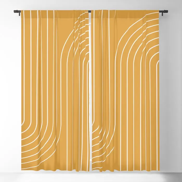 Minimal Line Curvature VIII Blackout Curtains 3D Print Window Curtains For Bedroom Living Room Decor Window Treatments