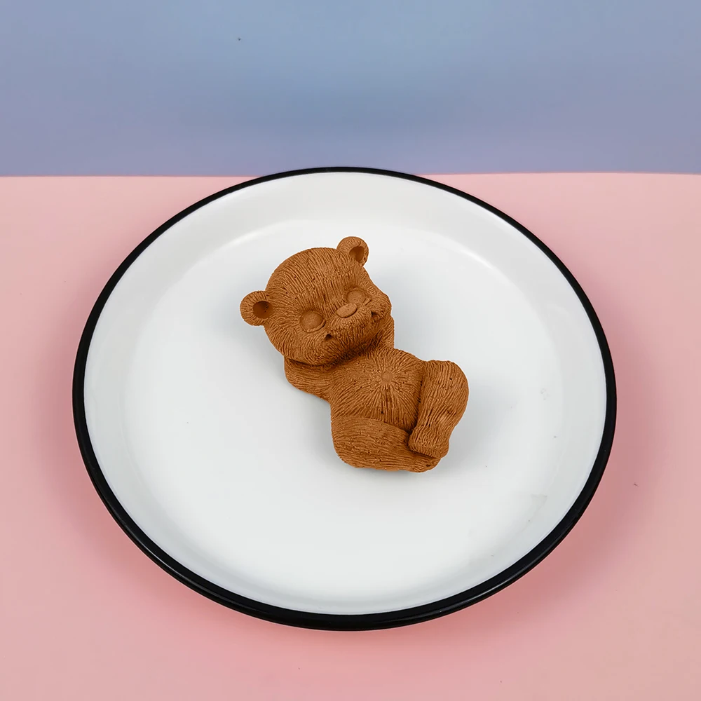 PRZY Sleeping Bear Silicone Cake Mold DIY 3D Cute Cartoon Tiny Toy Bear Mould Cake Fondant Mold Crafts Candy Resin Soap Mould