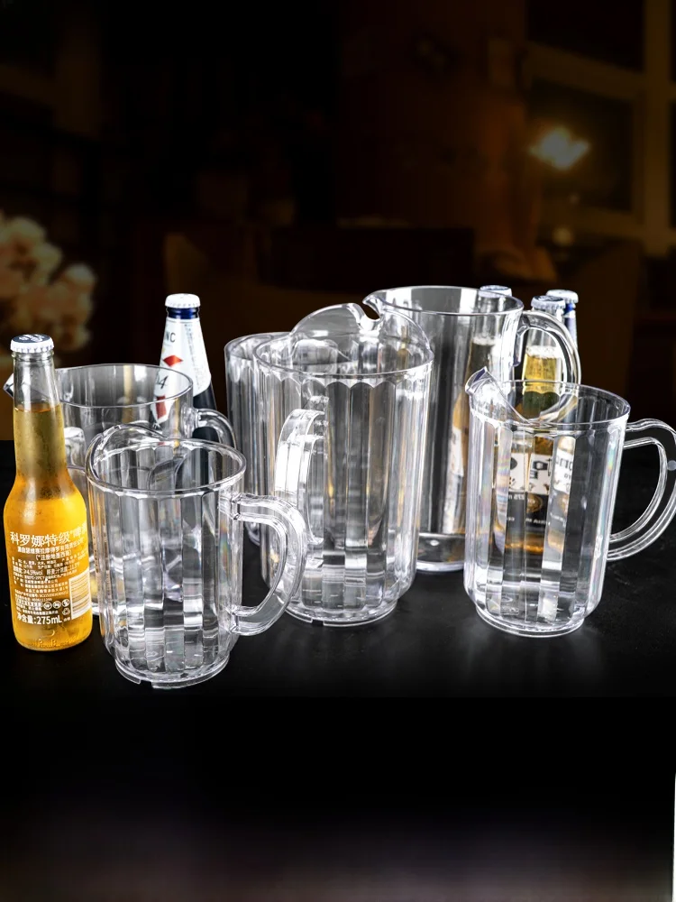 Acrylic Beer Pong Cup Transparent Thickened Plastic with Handle Food Grade Commercial New Model Clear Beer Server Party Game