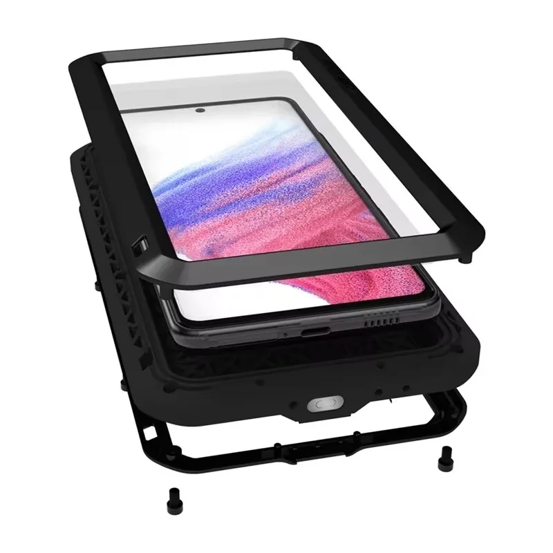 

Military Grade Metal Armor Case For Samsung Galaxy A52 A53 A54 A30 A51 5G Alloy Soft Silicone Shockproof Cover LOVE MEI