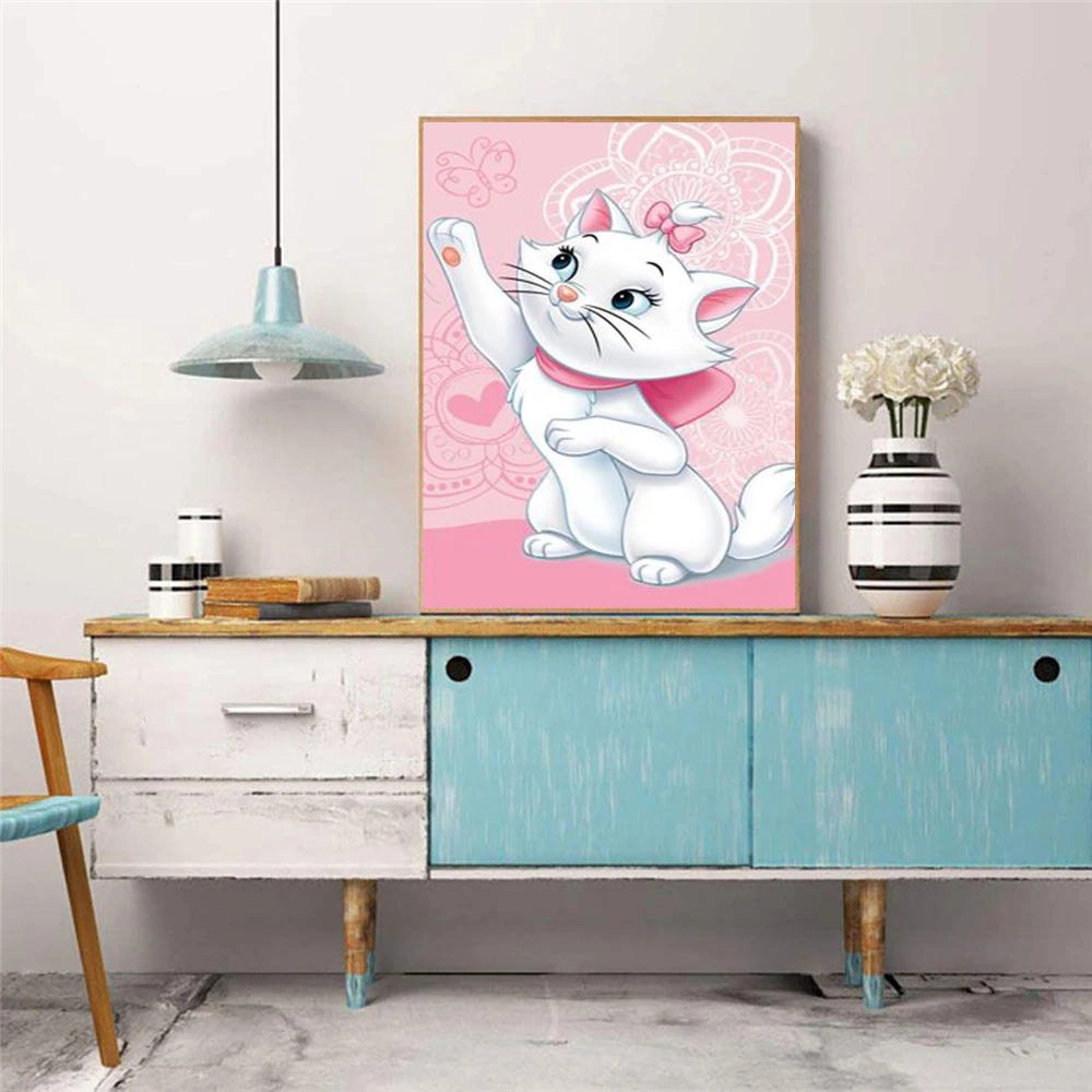 Disney Cartoon The Aristocats Marie Cat Diamond Painting Full Drill Diamond Embroidery Cross Stitch Handmade Kit Home Decor