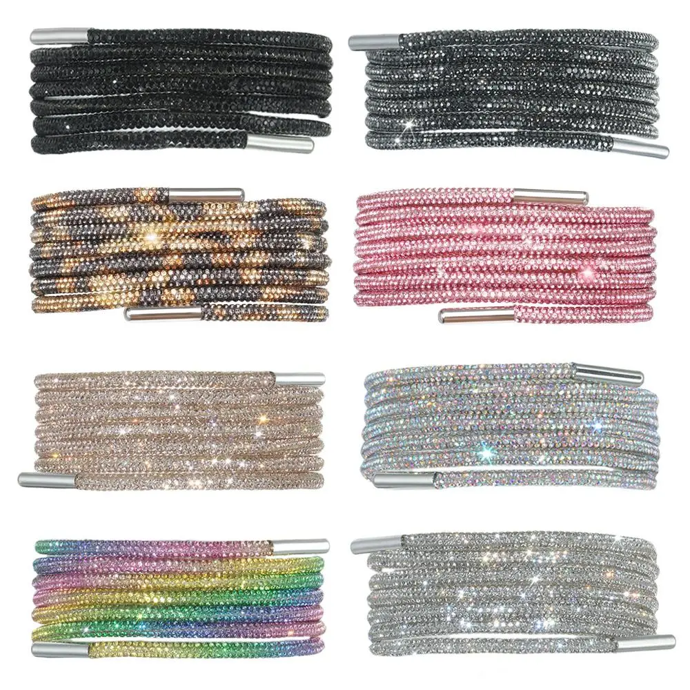 1PC Luxury Rhinestone Shoelaces Rainbow Shoe laces Sneakers Laces Shoes Round Shoelace 100/120/140/160CM 1Pc DIY Strings