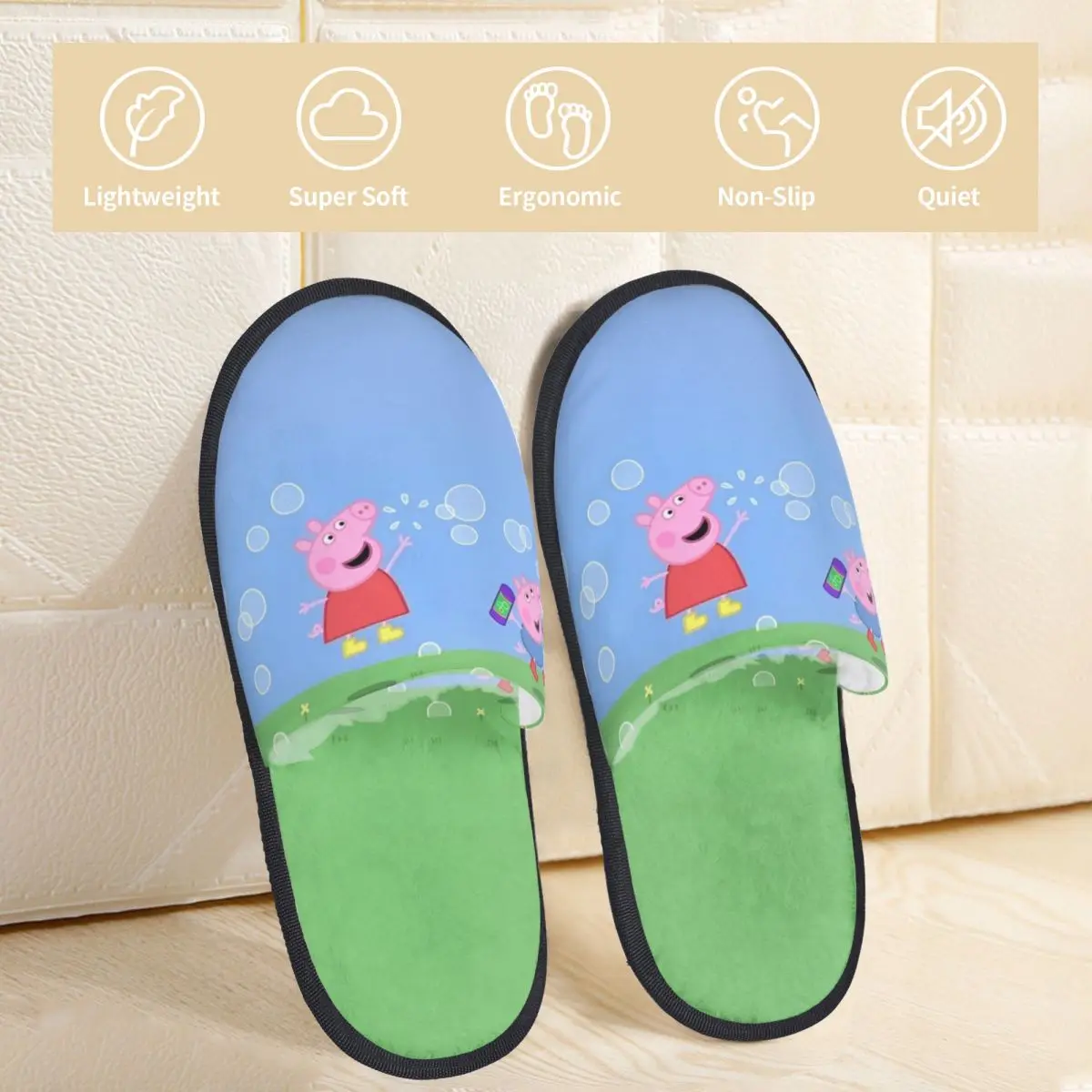 Winter Home Cotton Slippers Peppa Pig Accessories Household Fur Slides Slippers Indoor Soft Non Slip Slides