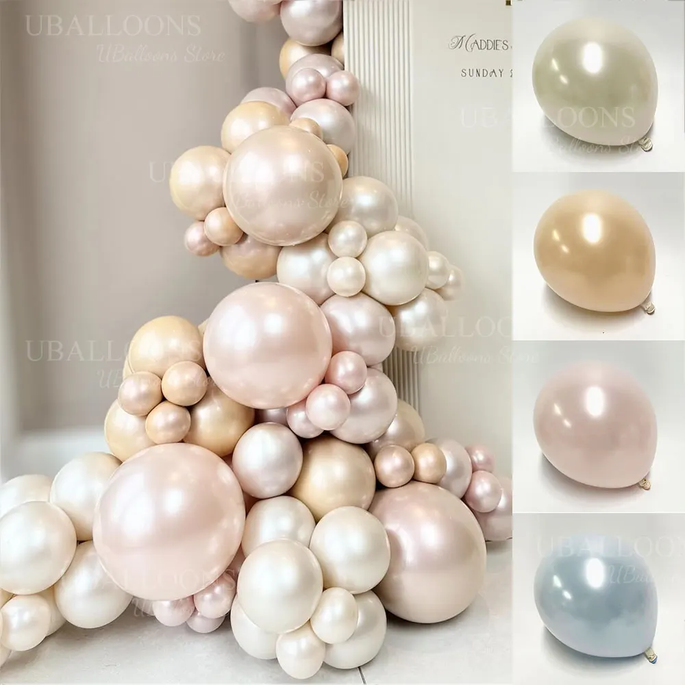 Double Stuffed Pearl White Balloons 5/10/12/18inch Double Layers Pearl White Latex Balloons for Wedding Birthday Baby Shower Dec