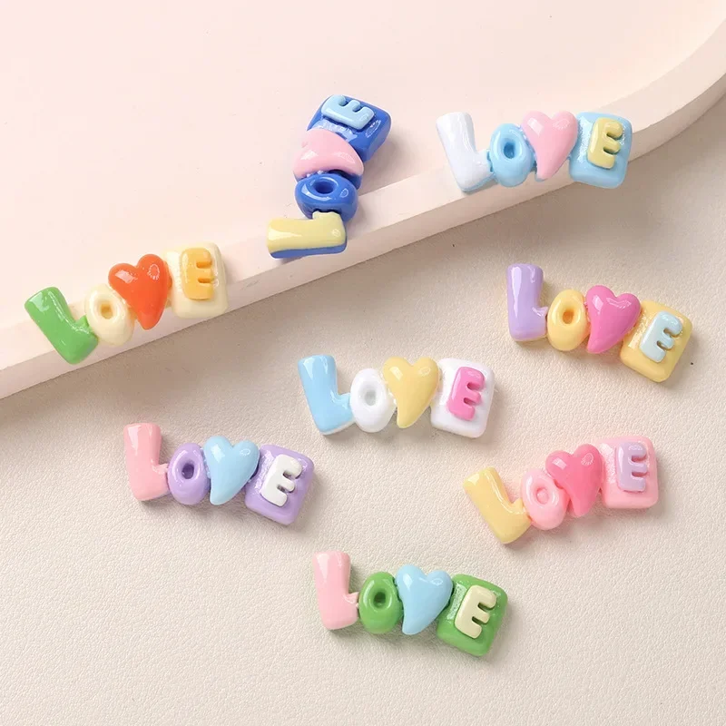 10/10pcs Resin Accessories Word Plate DIY Handmade Love Children Handmade Hairpin Phone Case Cup Scrapbook Accessories