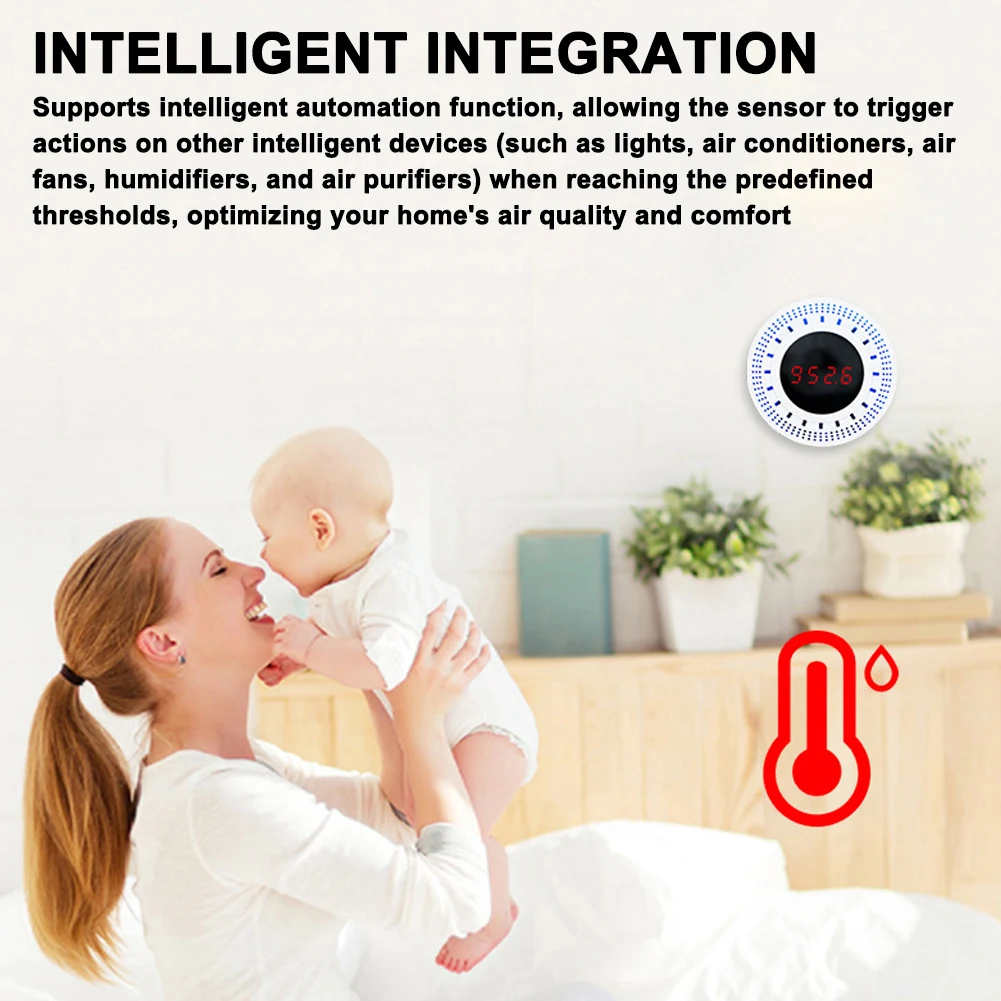 Tuya ZigBee Intelligent Atmospheric Pressure Sensor with Temperature and Humidity Detection Function Integrated Home Automation