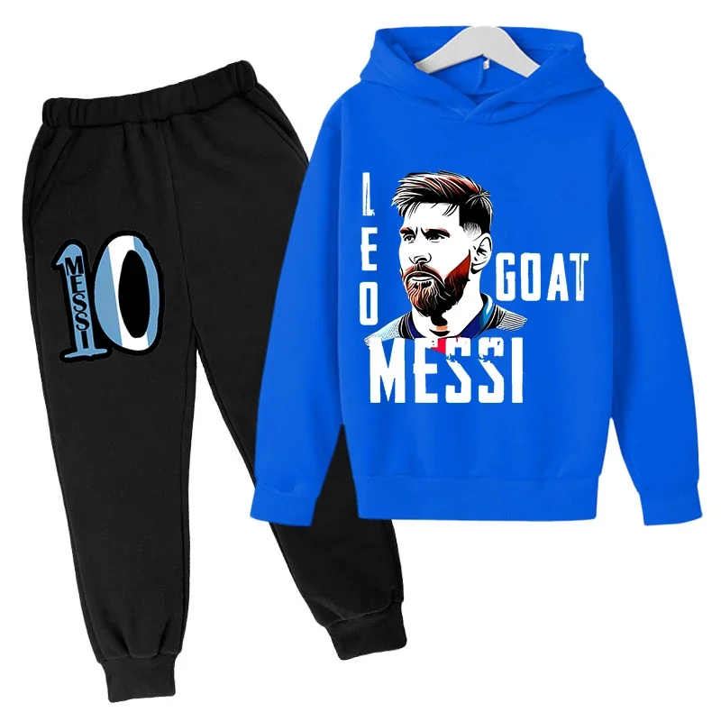 Children\'s Clothing Children\'s Hoodie Set Spring and Autumn Sportswear 2-piece Set for Boys and Girls Messi Avatar Printed