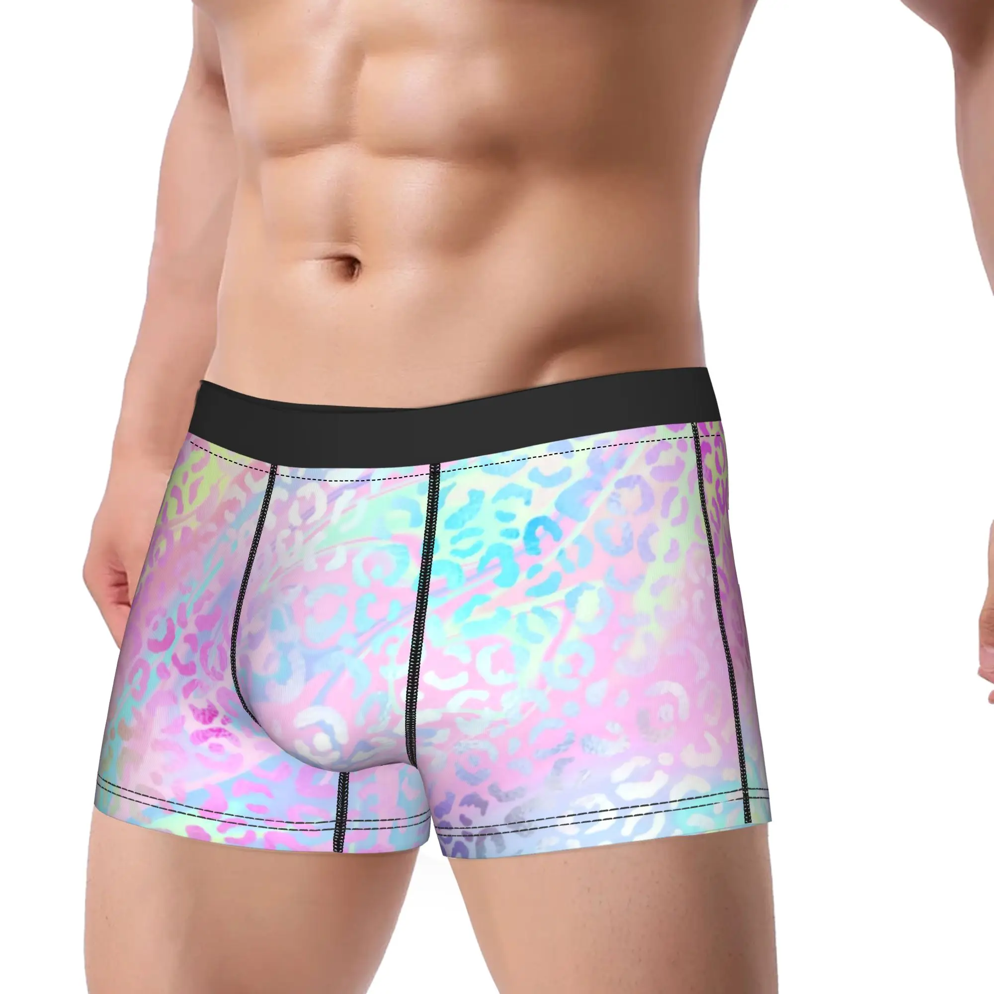 

The Rainbow Leopard Print Boxer Shorts 3D Pouch Underwear High Quality Pattern Shorts Briefs Elastic Men Panties Plus Size 2XL