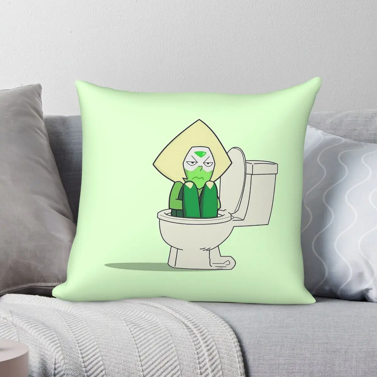 Steven Universe Peridot In The Toilet Pillowcase Polyester Linen Velvet Creative Zip Decor Bed Cushion Cover