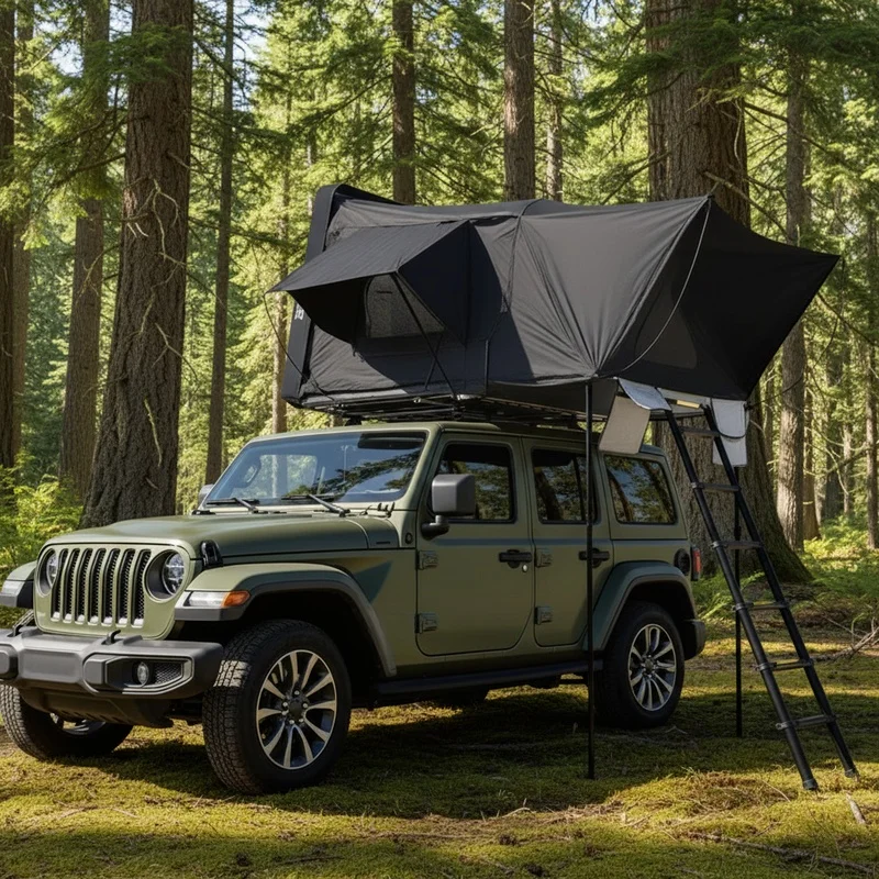 High Quality Aluminum Hard Shell Pop Up Roof Top Tent With Canopy Outdoor Camping Pickup Truck Camper