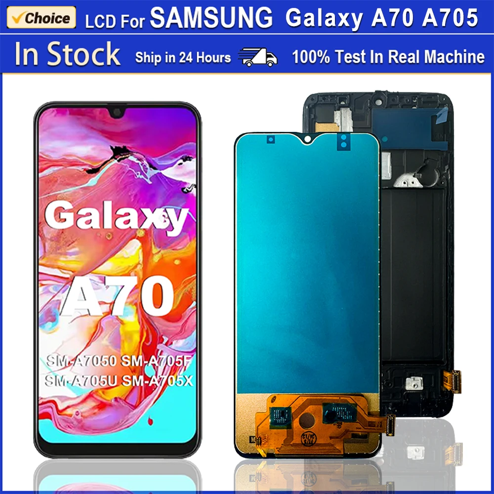 Pantalla LCD Super AMOLED para Samsung Galaxy A70, conjunto de digitalizador de pantalla táctil, piezas reemplazables para Samsung A70 A705 SM-A7050 LCD