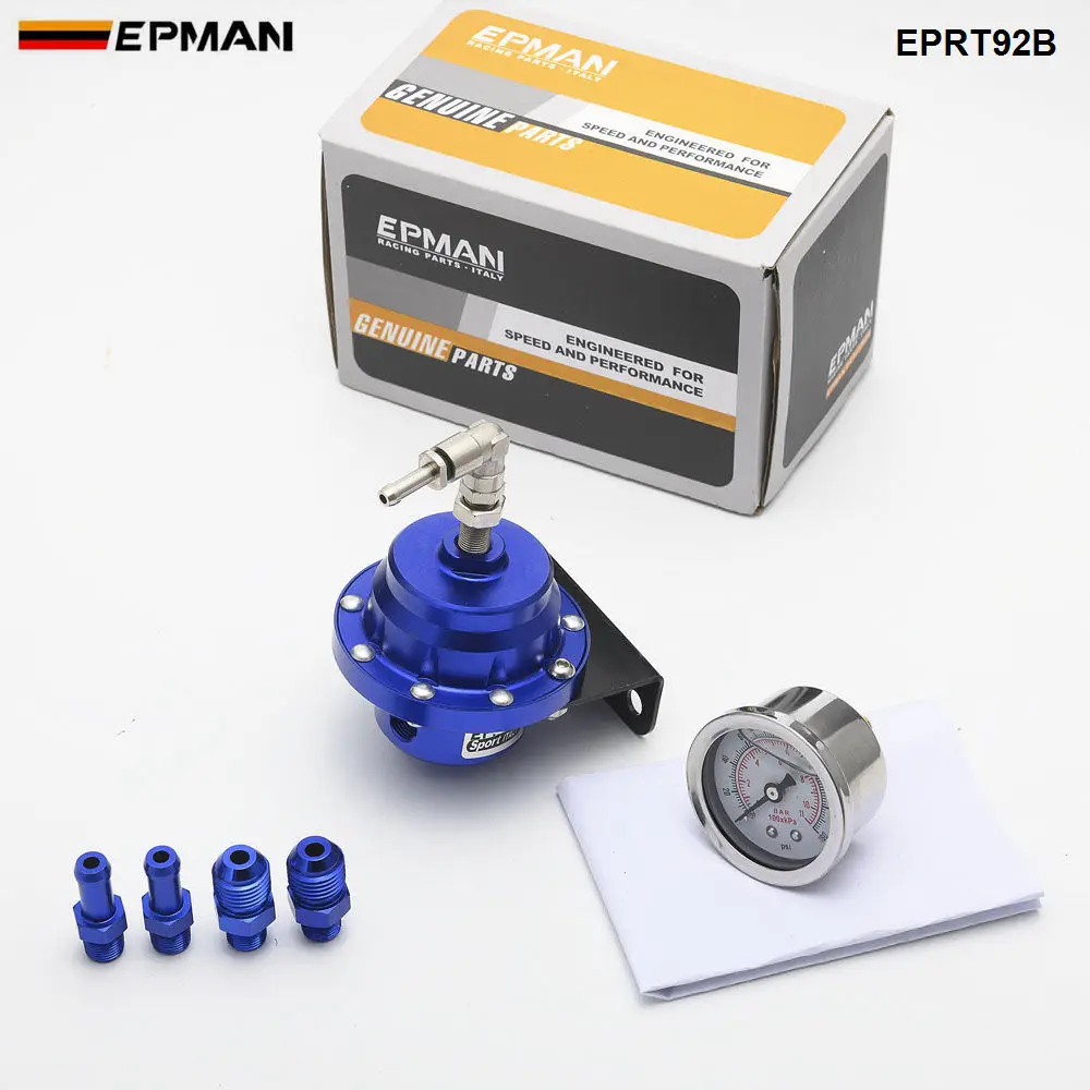 Epman Sport Universal Adjustable Fuel Pressure Regulator Oil Gauge AN6 1/8NPT Fitting EPRT92B