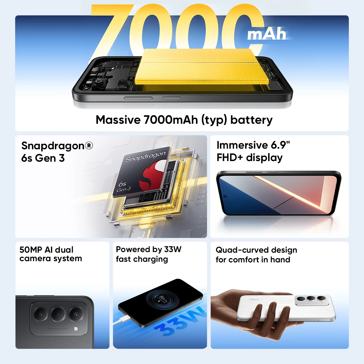 【Nuevas Llegadas】Teléfono Inteligente POCO M8s 5G Versión Global Snapdragon 6s Gen 3 Pantalla DotDisplay de 6.9 Pulgadas y 144 Hz 50 MP 7000 mAh Carga Rápida de 33 W NFC 5