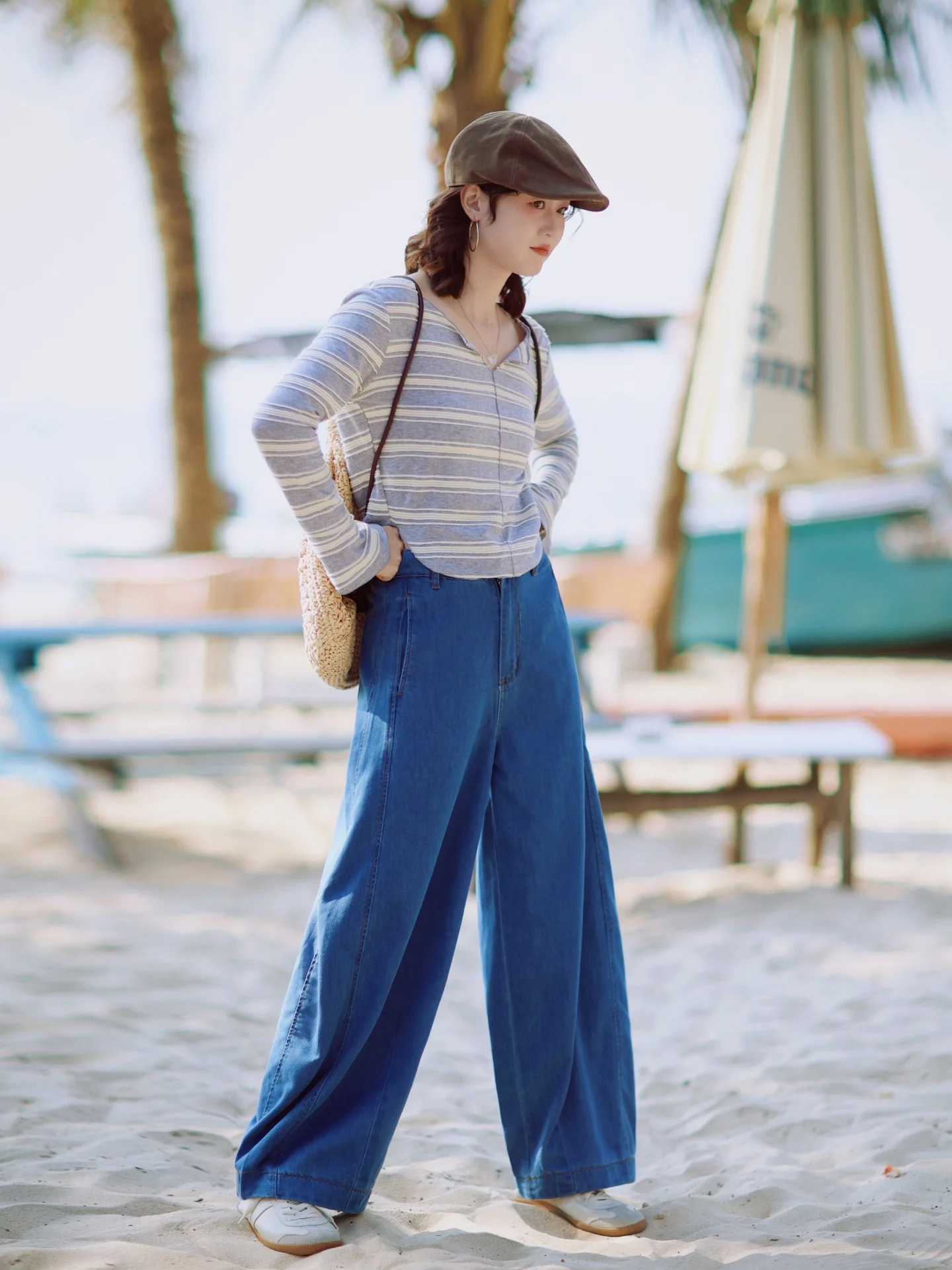 

Blue High Waist Soft Versatile Loose Silk Denim Jeans Women's New 2026 Spring Balloon Pants Floral Ji L078 Vintage Sle