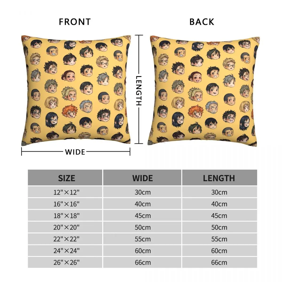 Haikyuu Karasuno Chibis Square Pillowcase Polyester Linen Velvet Printed Zip Decor Pillow Case Home Cushion Cover