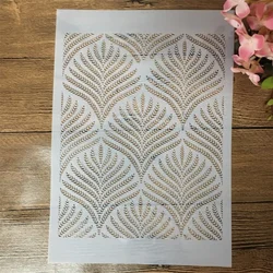 A4 29cm 잎 기하학 DIY 겹쳐 스텐실 벽화 스크랩북 색소 엠보싱 앨범 장식 템플릿
