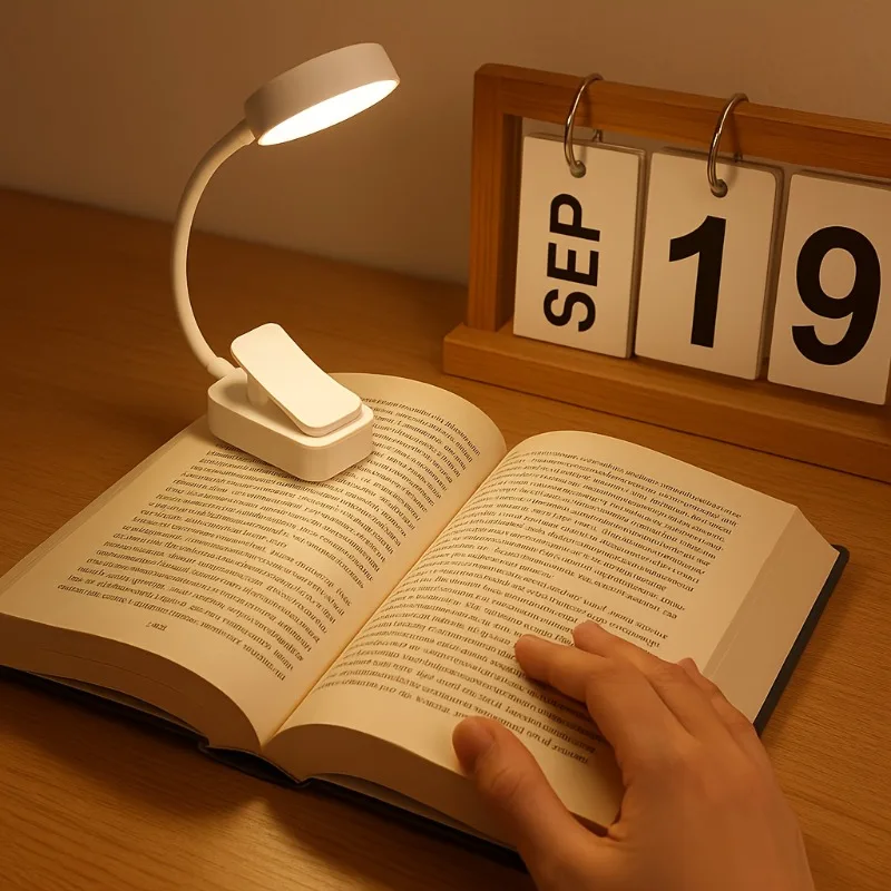 1pc luz de leitura de carregamento usb, 3 modos de cor ajustável luz de livro de cuidados com os olhos para estudo de escritório