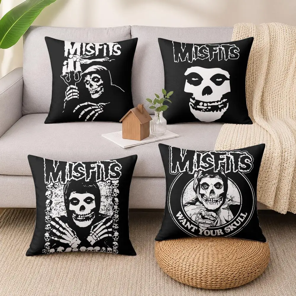 Rock Band M-misfits Cushion Cover Wrinkle-Resistant Short Plush Cushion Covers Breathable Machine-Washable