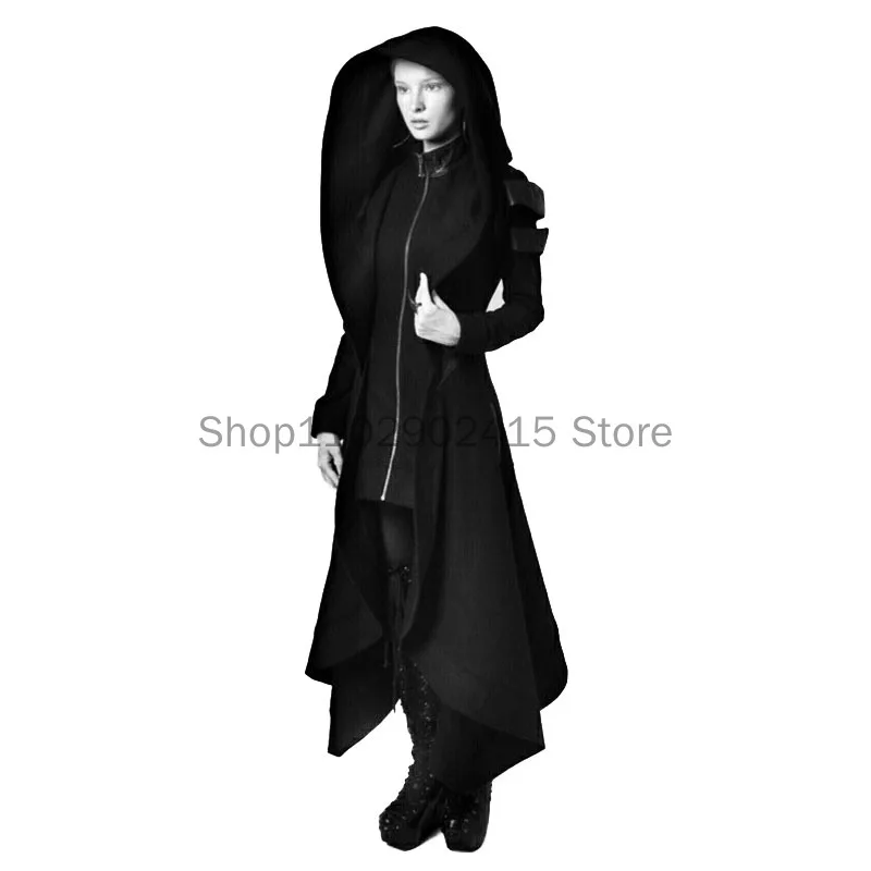 2023 New Women Vintage Steampunk Victorian Gothic Coat Jacket Lace Trim Bandage Medieval Halloween Cosplay Costume