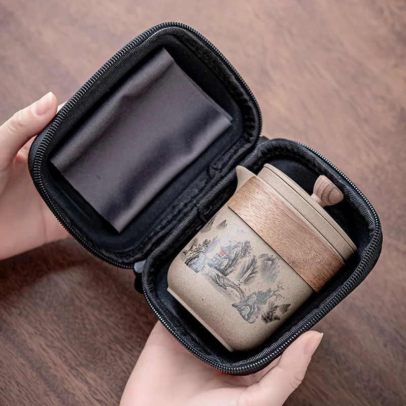 Coarse Pottery Quick Guest Cup One Pot Three Cups Travel Set Portable Outdoor Camping Tea Brewing Business Gift