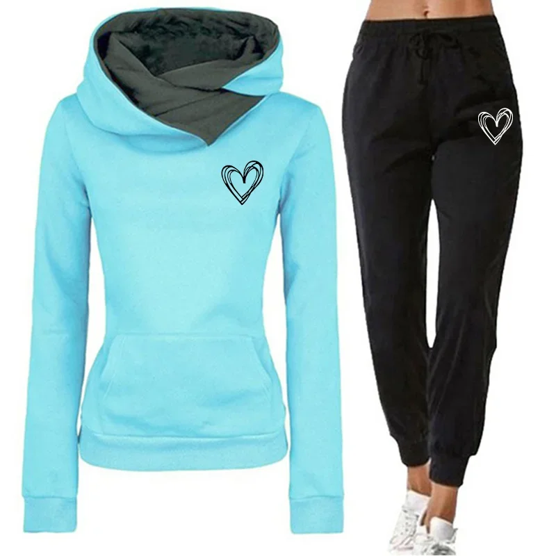 2026 Spring Gym Jogging Women's Tracksuit Stylish Print Comfort Quality Two-piece Hoodies Set For Daily Outdoors