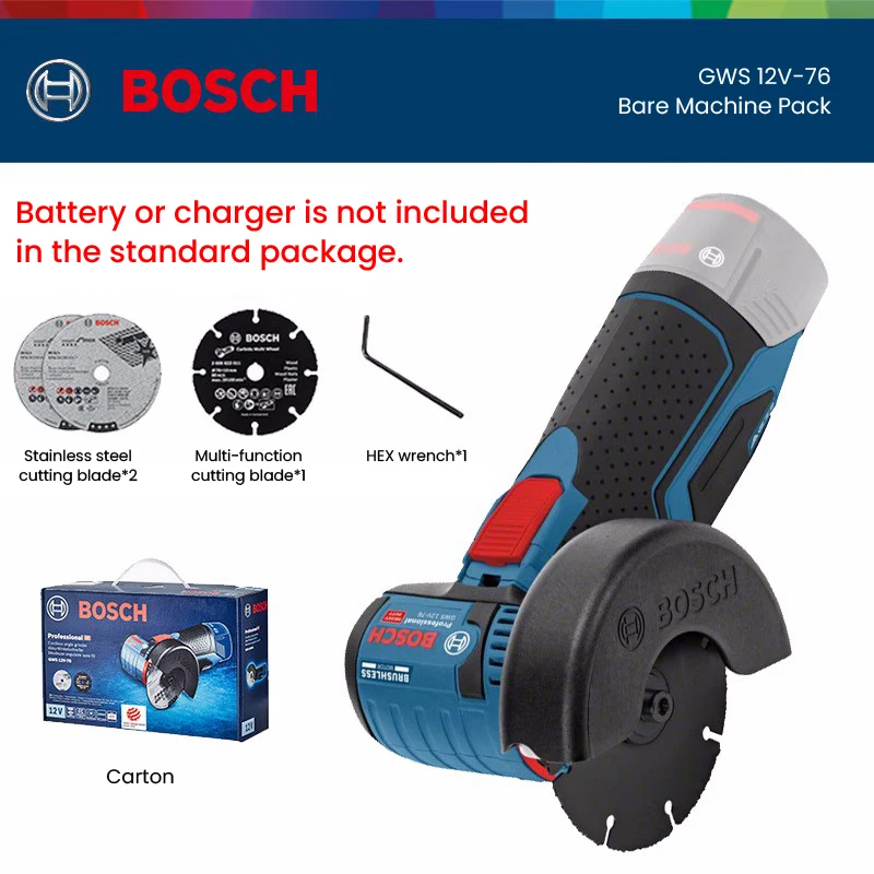 bosch profissional rebarbadora recarregavel maquina de corte portatil polidora ferramenta eletrica rotativa com lamina de corte gws12v76 01