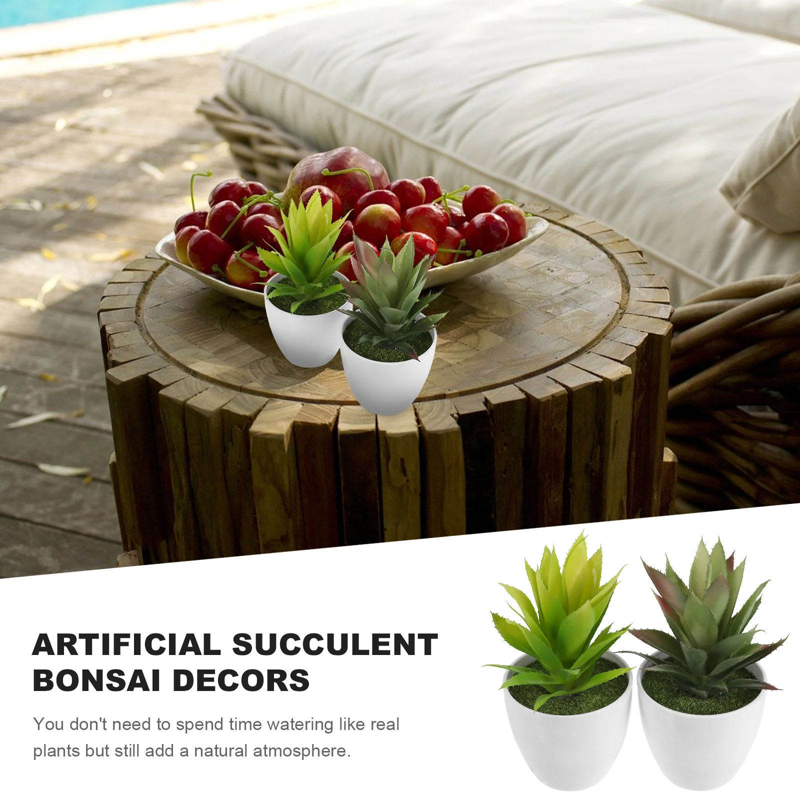 

2Pcs Artificial Succulent Bonsai Plastic Potted Plant Decoration Simulated Lifelike Succulent Home Office Shelf Vase Decor