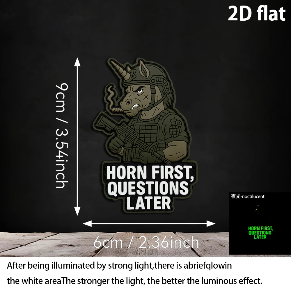 1Pc/2Pcs/3Pcs Optional Unicorn Alien Creature Pvc Patch Badge with Glow-In-The-Dark Effect, Waterproof and Wear-Resistant, for Jackets, Backpacks, Vests, and Clothing, Includes Fleece Backing