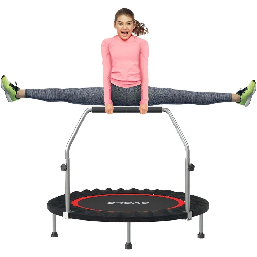 

Взрослый-GVOLO складной мини-батут для тренировок в помещении, тренировочный батут с регулируемыми поручнями, поддерживает 330 фунтов