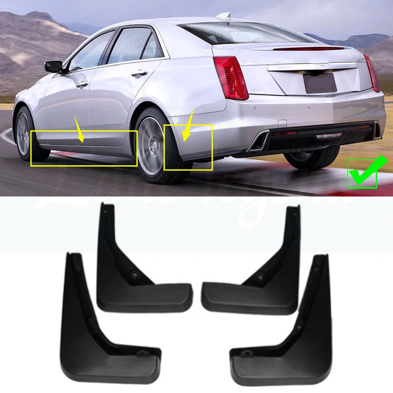 4pcs/set Car Front Rear Mud Flaps For Cadillac CTS 2014-2018 Mudflaps Splash Guards Mud Flap Mudguards Fender 2015 2016 2017